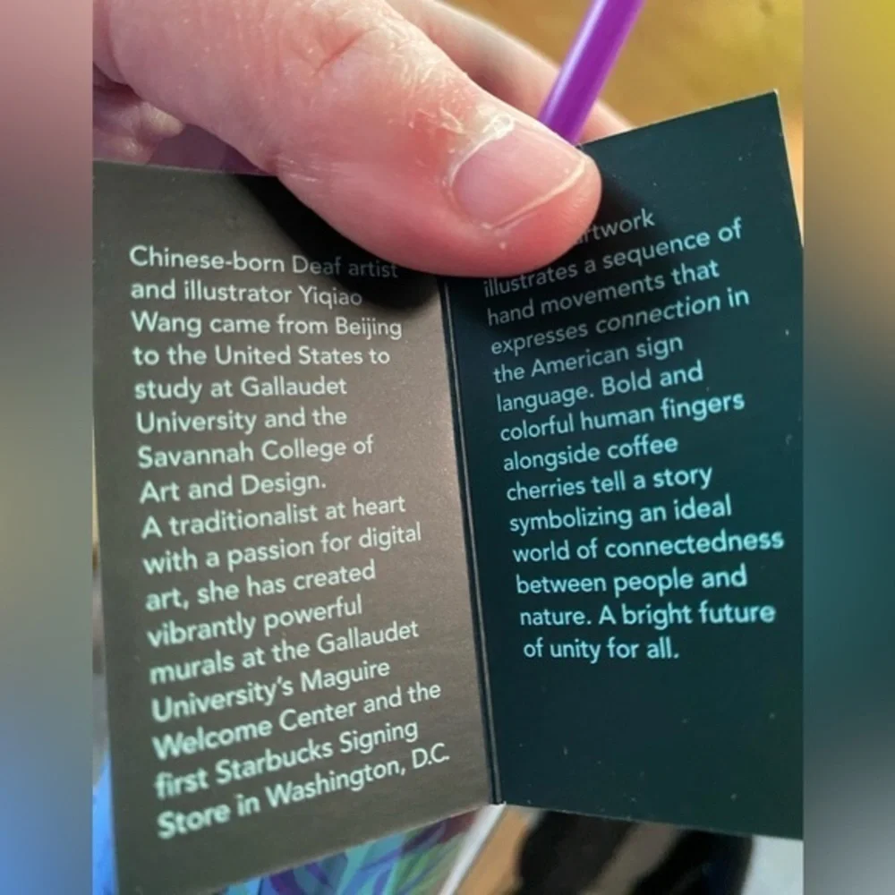 Starbucks RARE SIGN LANGUAGE HANDS ASL Venti Tumbler, HTF